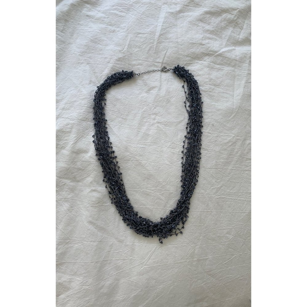Necklace scarf beaded long length collar black bead sparkle bling statement